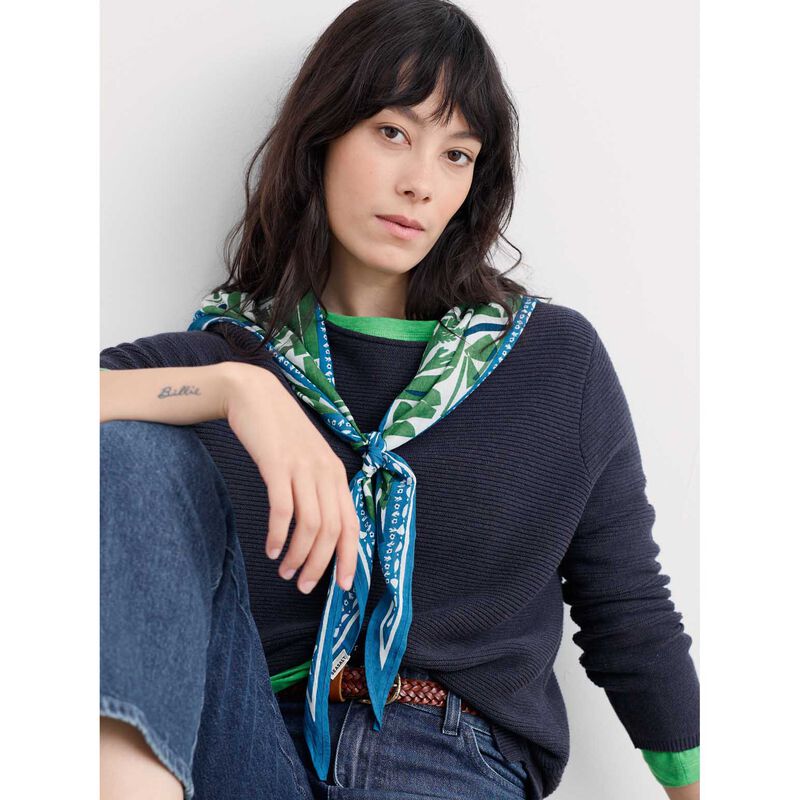 Seasalt Cornwall Posy Scarf - Flora Collage Border Hedgerow image number 1